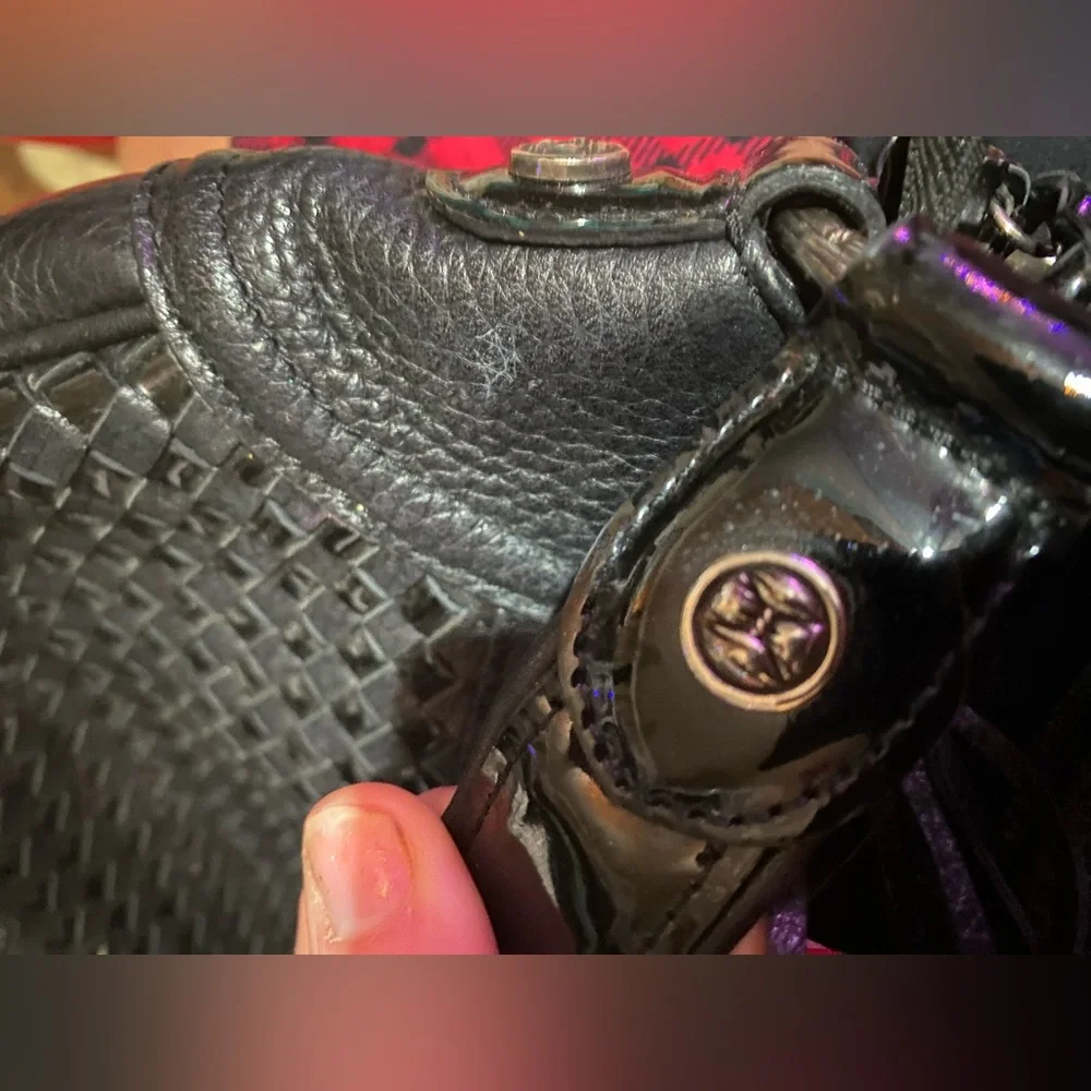 BRIGHTON BLACK WOVEN HANDBAG WITH TASSEL - Picture 14 of 16